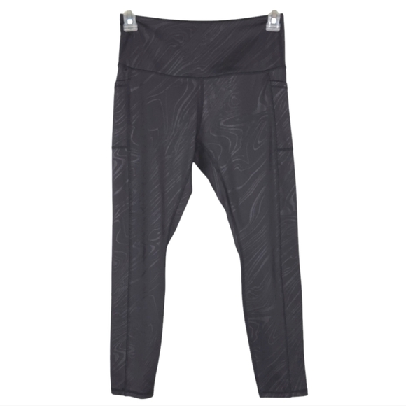 LegEnd Black Swirl Side Pockets Athletic Leggings Size Large - Picture 1 of 9